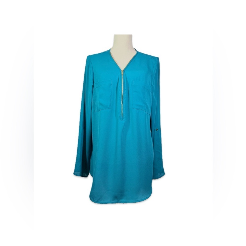 Zac & Rachel NWT Turquoise Blouse Women’s Size XL Zipper Neckline